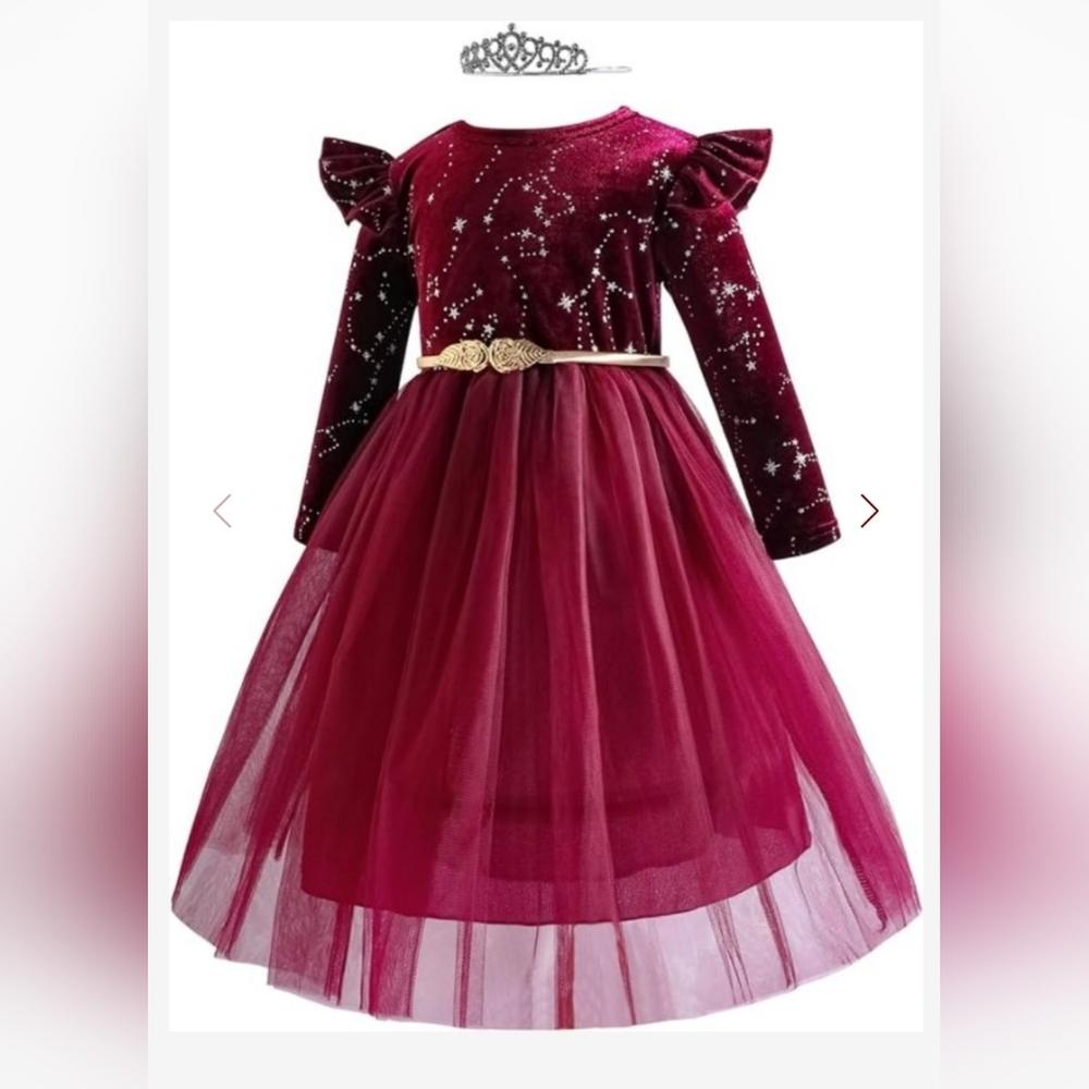 Girl burgundy velvet dress